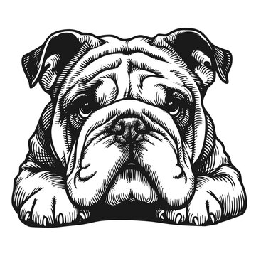 Hand drawn English bulldog portrait