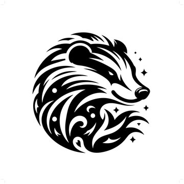 recommend clip art: Badger in modern tribal tattoo, abstract line art of animals, minimalist contour. Vector