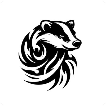 recommend clip art: Badger in modern tribal tattoo, abstract line art of animals, minimalist contour. Vector
