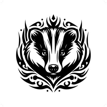 recommend clip art: Badger in modern tribal tattoo, abstract line art of animals, minimalist contour. Vector