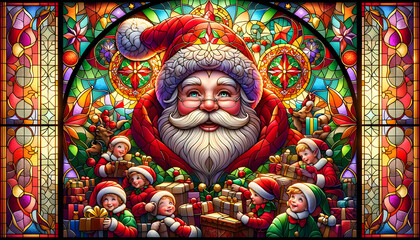 Obraz premium Stained glass santa claus