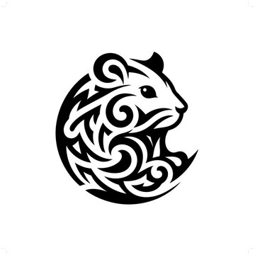 recommend clip art: Hamster in modern tribal tattoo, abstract line art of animals, minimalist contour. Vector