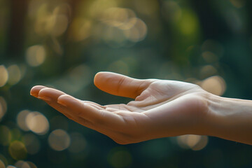 hand offering support and personal assistance, with the background blurred to symbolize focus and clarity in times of need, evoking a sense of reliability and trustworthiness.