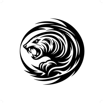 recommend clip art: mole in modern tribal tattoo, abstract line art of animals, minimalist contour. Vector