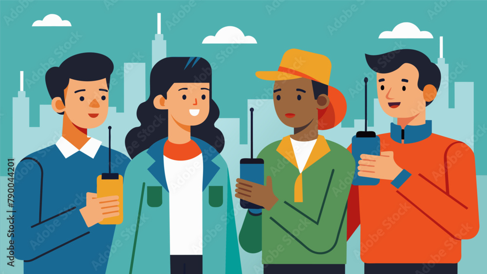 Poster a group of community members learning how to use a twoway radio to communicate information during an