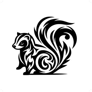 recommend clip art: Skunk in modern tribal tattoo, abstract line art of animals, minimalist contour. Vector