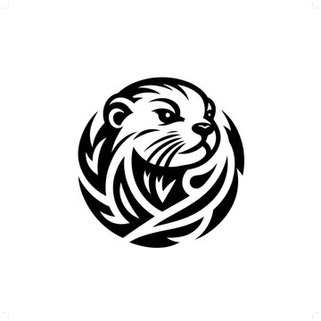recommend clip art: Weasel in modern tribal tattoo, abstract line art of animals, minimalist contour. Vector
