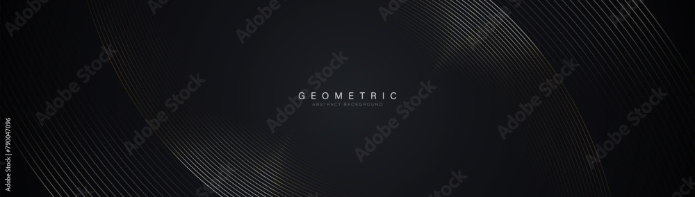 Poster abstract background with gold geometric curve lines. modern minimal trendy luxury lines pattern hori