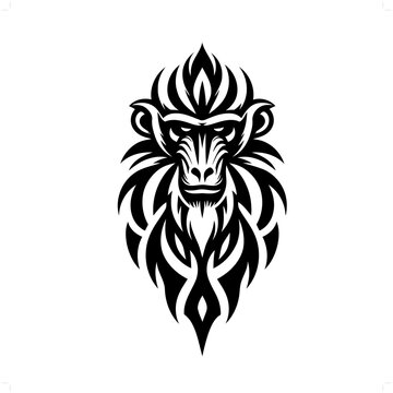 recommend clip art: Mandrill; baboon in modern tribal tattoo, abstract line art of animals, minimalist contour. Vector