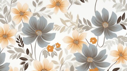 a floral in gray, grey and brown illustration rustic