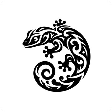 recommend clip art: Gecko in modern tribal tattoo, abstract line art of animals, minimalist contour. Vector