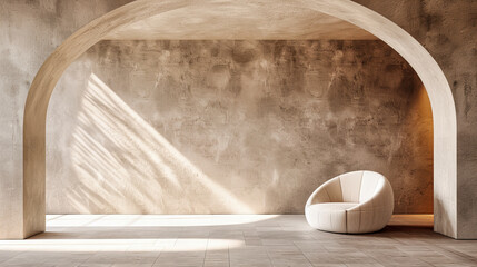 Old Stone Building with Arched Doorway, Sunlight Casting Shadows, Historic Architecture with a Modern Twist