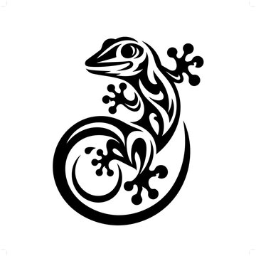 recommend clip art: Gecko in modern tribal tattoo, abstract line art of animals, minimalist contour. Vector