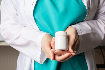 Abortion pills in doctor's hands, healthcare provider, reproductive health, woman's choice