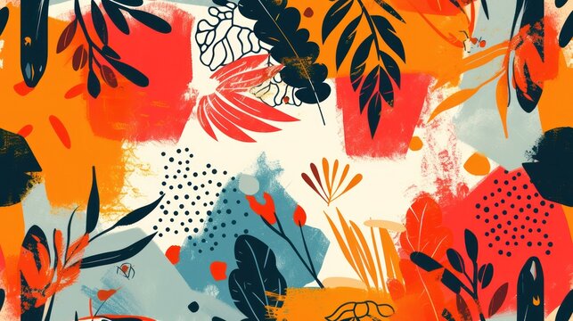 Abstract summer artistic illustration pattern. Creative collage contemporary seamless pattern. Fashionable template