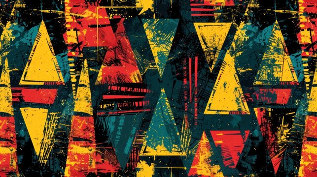 african geometric with grunge effect background