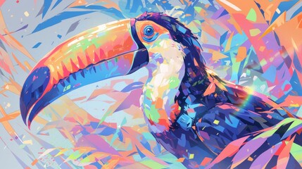 Naklejka premium A vibrant 2d illustration featuring a stunning toucan