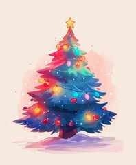 Christmas tree art illustration