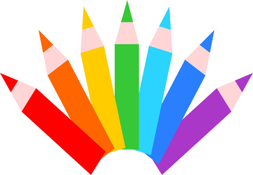 color pencils on white vector image or clipart. rainbow color pencil vector art for school project