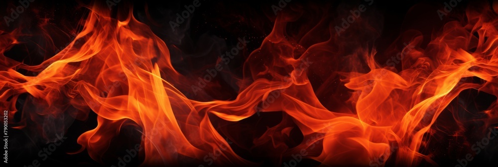 Poster abstract orange fiery waves. flame pattern on black background. generative ai