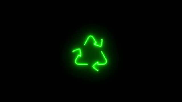 Outline neon file update icon. Reload symbol. reload icon, repeat symbol. Glowing neon refresh button green icon in 4k video on black background.