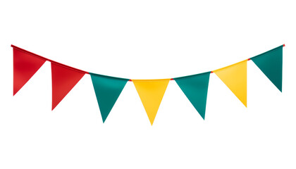 green yellow red party ribbon banner isolated on transparent background cutout