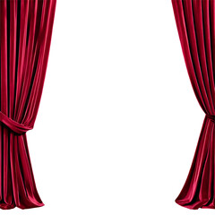 A luxurious velvet curtain in deep burgundy Transparent Background Images 