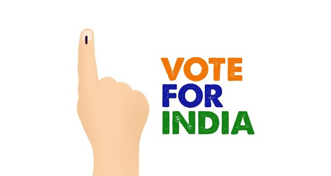 Vote for India 4K. Inked finger 2D Animation for vote in an election. Indian Elections. Voting. Lok Sabha. Rajya Sabha.