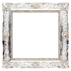 A luxury frame with mother-of-pearl inlays and silver edging Transparent Background Images  - obrazy, fototapety, plakaty