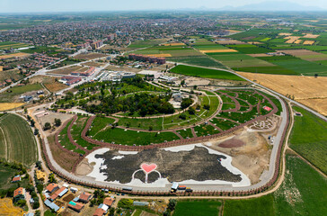 Drone view of the newly built park in Konya Province, Çumra District