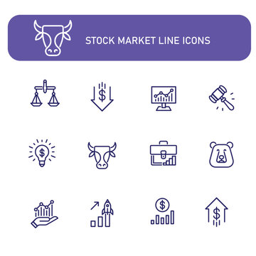 stock market line vector icons , business icons