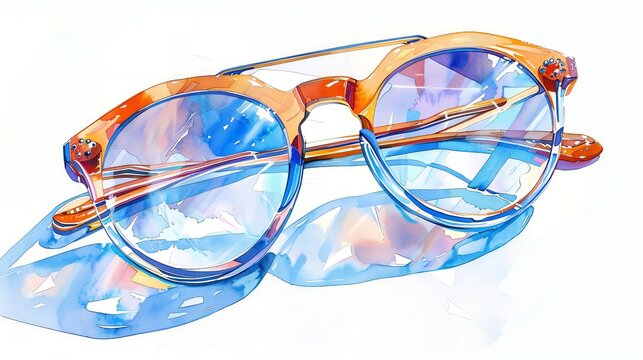 watercolor painting of hipster glasses
