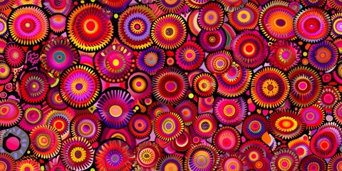 Vibrant Floral Mandala Patterns Seamless Background
