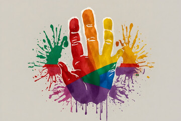 Handprints with LGBTQ colors
