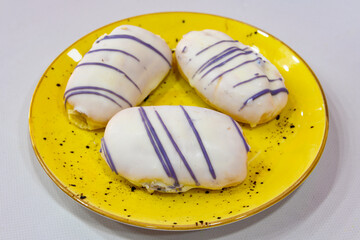 Ekler Pasta Turkish delicious ekler pasta with plate.