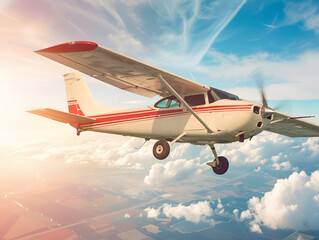 Education style, flight school, training aircraft, wide composition, daylight