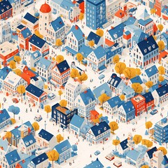 Colorful and Creative Cityscape Illustration - Perfect for Urban Design Projects, Children's Books, or Advertising Campaigns