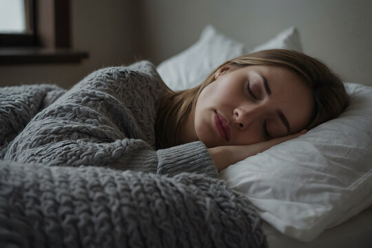 A close up of a woman in a good sleep