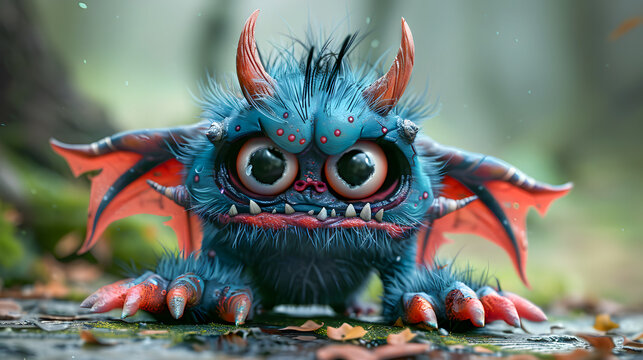 3d rendering cute monster Vampire cartoon