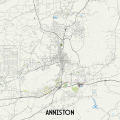 Fototapeta na wymiar Anniston, Alabama, USA map poster art