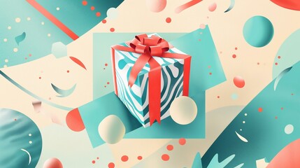 Vibrant Gift Presentation with Playful Elements for Online Store Promotion