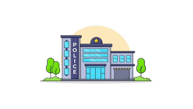 4K Police Station Building Animation