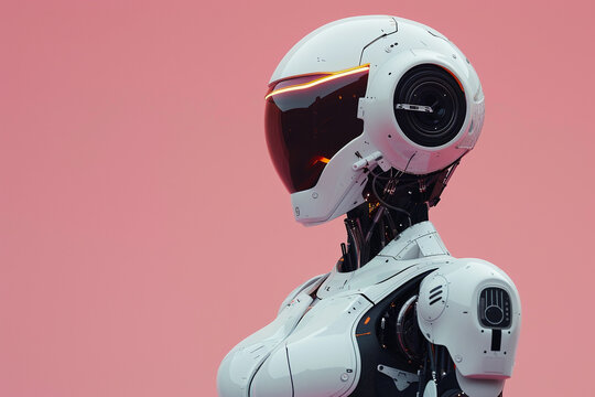 Robotic girl on pink background