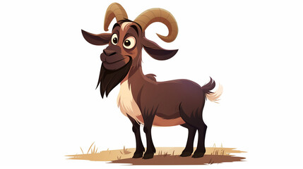illustration of happy brown goat cartoon character isolated on white background 