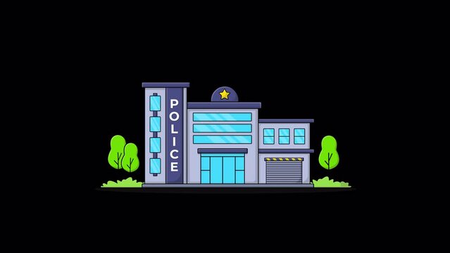 Police Station Building Animation - Transparent
