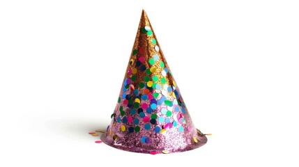 Close up of festive party hat covered in confetti