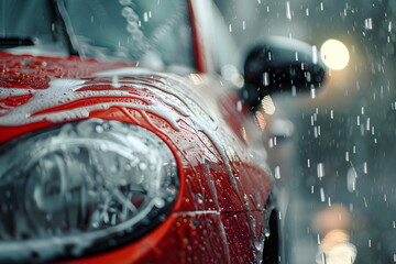 closeup of a car washing