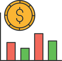 growth graph Vector icon which can easily modify or edit