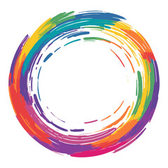 rainbow colors brush strokes in circle round shape vector illustration design 