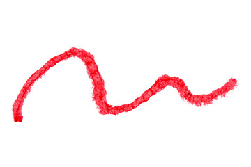 Red stroke line drawn with crayon pencil on transparent background. Hand drawn zigzag.